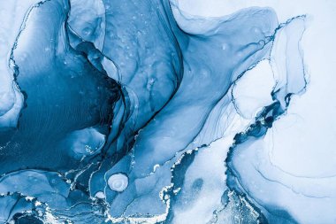 Mermer mürekkep soyut sanatının orijinal resmi. Örnek bir orjinal tablodan yüksek çözünürlüklü fotoğraf. Karargah kağıt dokusuna pürüzsüz mermer desen oluşturmak için soyut resim yapıldı.