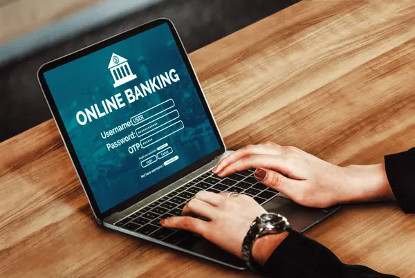 Online Banking for Digital Money Technology Concept. Graphic interface showing money transfer on internet website and digital payment service. uds