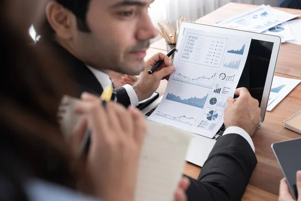Diverse Group Business Analyst Team Analyzing Financial Data Report Paper — Stock Photo, Image