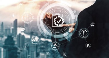 Uluslararası standartları karşılamak için iş kalitesi politika planlaması için uyum kuralı kanunu ve düzenleme grafik arayüzü. uds