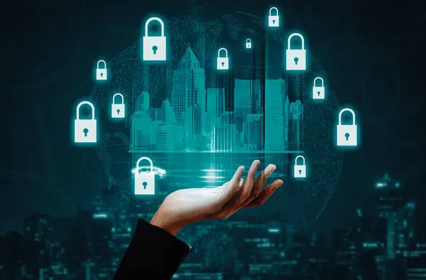 Cybersicherheit Und Digitales Datenschutzkonzept Icon Schnittstelle Mit Sicherer Firewall Technologie — Stockfoto