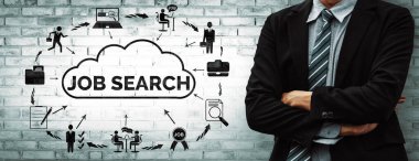 İnsan Kaynakları İşe Alma ve İnsan Ağı Konsepti. Modern grafik arayüzü profesyonel eleman alımını ve personel arayışını gösteriyor. uds