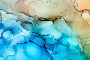 Mermer mürekkep soyut sanatının orijinal resmi. Örnek bir orjinal tablodan yüksek çözünürlüklü fotoğraf. Karargah kağıt dokusuna pürüzsüz mermer desen oluşturmak için soyut resim yapıldı.