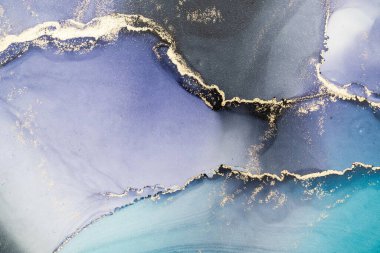 Mermer mürekkep soyut sanatının orijinal resmi. Örnek bir orjinal tablodan yüksek çözünürlüklü fotoğraf. Karargah kağıt dokusuna pürüzsüz mermer desen oluşturmak için soyut resim yapıldı.