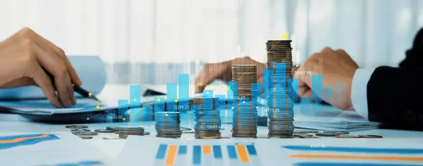 Coin Stack Digital Graphic Indicator Symbolizing Business Investment Economic Growth — Stock Photo, Image