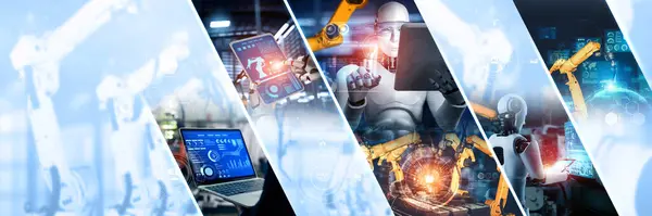 Automated Industry Robot Robotic Arms Assembly Factory Production Concept Artificial — Stock Photo, Image
