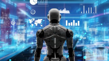 LISP ile geleceğin robot mühendisliği yapay zeka çözümleri. Robot otomasyonu pazarlama, LLM teknik analizi ve siber iletişim için stratejik bir algoritma. 3D illüstrasyon Yapay Zeka