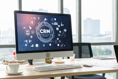 CRM işletme ve işletme için modern bilgisayarda müşteri ilişkileri yönetim sistemi