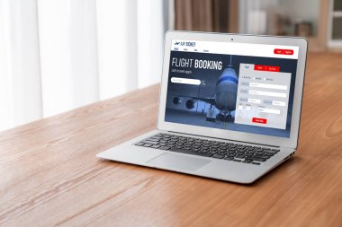 Online uçuş rezervasyon sitesi mod rezervasyon sistemi sağlar. Seyahat teknolojisi kavramı .