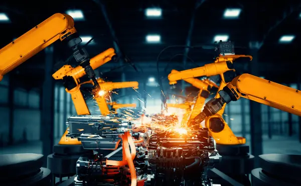Xai Mechanized Industry Robot Arm Assembly Factory Production Line Concept — Stock Photo, Image