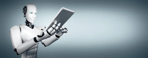 Xai Illustratie Robot Humanoïde Met Behulp Van Tablet Computer Het — Stockfoto