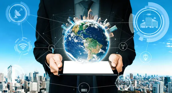 Communicatietechnologie Draadloos Internet Netwerk Voor Wereldwijde Groei Van Bedrijven Sociale — Stockfoto