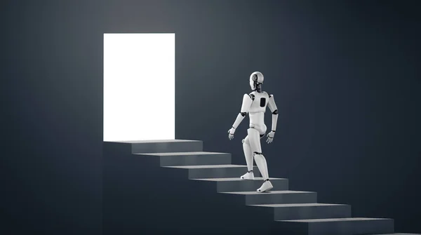 Xai Иллюстрации Робот Гуманоид Подняться Лестнице Успеху Достижению Целей Концепция — стоковое фото