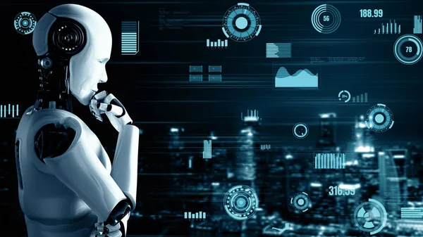 Xai Illustration Futuristisk Robot Artificiell Intelligens Huminoid För Industriell Fabriksteknik — Stockfoto