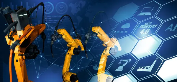 Xai Smart Industrie Robot Armen Voor Digitale Fabriekstechnologie Tonen Automatisering — Stockfoto
