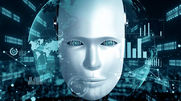 Xai Illustration Future Financial Technology Controll Robot Huminoid Uses Machine — Stock Photo, Image
