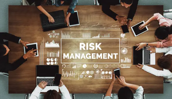 Risk Management Assessment Business Investment Concept Modern Interface Showing Symbols — Stock Photo, Image
