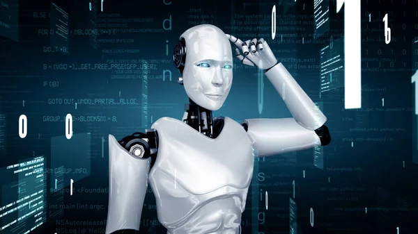 Xai Illustration Futuristischer Roboter Künstliche Intelligenz Huminoide Programmierung Codierung Technologie — Stockfoto