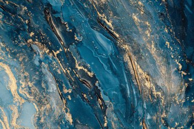 Mermer mürekkep soyut sanatının orijinal resmi. Örnek bir orjinal tablodan yüksek çözünürlüklü fotoğraf. Karargah kağıt dokusuna pürüzsüz mermer desen oluşturmak için soyut resim yapıldı.