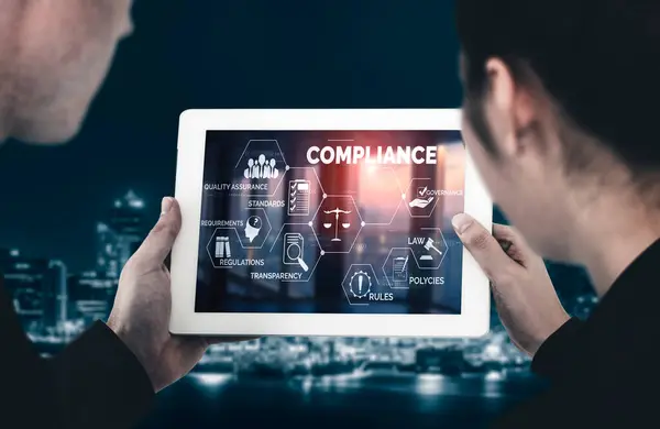 Compliance Systeem Voor Modish Online Corporate Business Aan Kwaliteitsnorm Voldoen — Stockfoto