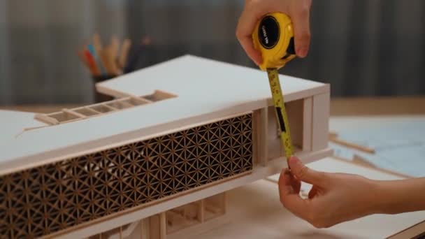 Slow Motion Home Designer Using Architectural Equipment Review Measure Architectural — Stock video