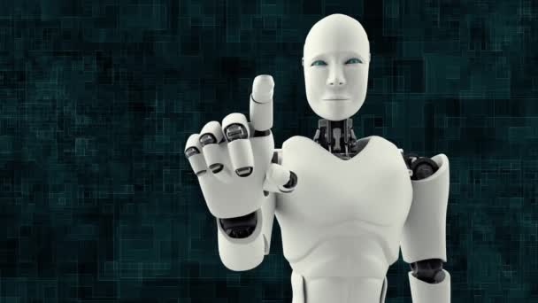 Xai Futuristicロボット 人工知能Cgiビッグデータ分析 プログラミング ロボットマン3Dレンダリングアニメーション — ストック動画