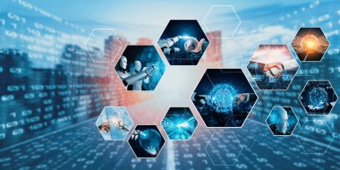 Yapay zeka sanal robot asistanıyla insan etkileşimi. Yapay zeka kavramı yapay zeka mühendisliği, LLM yapay zekanın üretkenliği arttırmak için üretken yapay zeka kullanmayı öğrenmesi. NLP