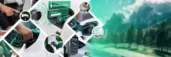 Elektro Auto Ladung Und Nachhaltige Öko Energie Technologie Mit Ökobilanz — Stockfoto