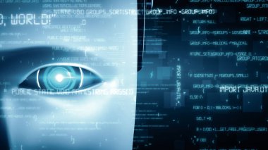 XAI 3d illüstrasyon Futuristik robot yapay zeka insansı yapay zeka programlama kodlama teknolojisi geliştirme ve makine öğrenme kavramı. İnsanlığın geleceği için robot biyonik bilim araştırması