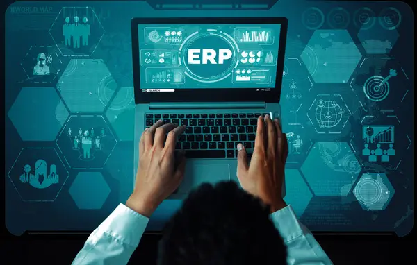 Enterprise Resource Management Erp Software System Business Resources Plan Presented — Stock Photo, Image