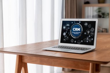 CRM işletme ve işletme için modern bilgisayarda müşteri ilişkileri yönetim sistemi