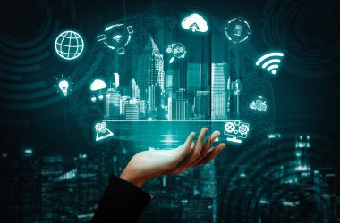 İş Finans Konsepti Yenilik Teknolojisi. Yenilikçi fikirlerin, araştırma ve geliştirme çalışmalarının sembolünü gösteren modern grafik arayüzü. uds