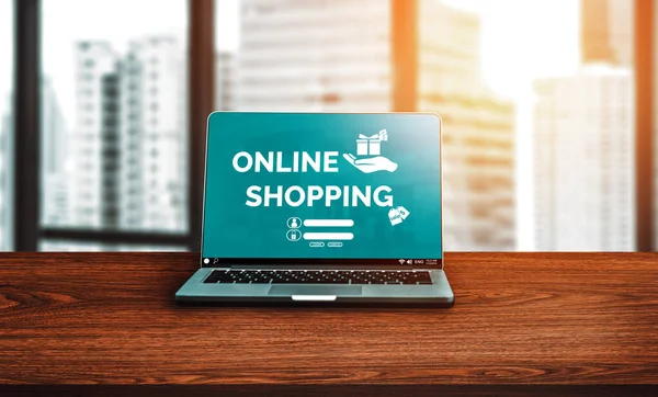 Online Shopping Und Internet Money Payment Transaction Technology Moderne Grafische — Stockfoto