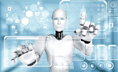 XAI 3D illüstrasyon Geleceğin tıbbi teknolojisi makine öğrenimi ve yapay zeka kullanarak yapay zeka kullanılarak kontrol ediliyor. Üç Boyut