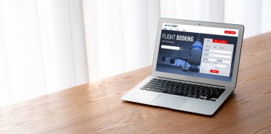 Online uçuş rezervasyon sitesi mod rezervasyon sistemi sağlar. Seyahat teknolojisi kavramı .