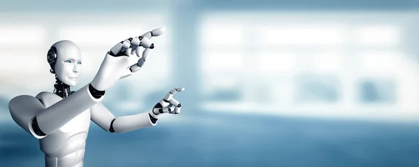 Xai Illustratie Humanoïde Robot Aanraken Vinger Kopieerruimte Concept Van Kunstmatige — Stockfoto