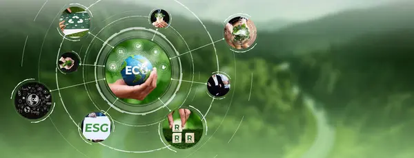 Green Business Esg Management Tool World Future Concept Model Case — Stock Photo, Image