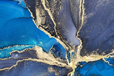 Mermer mürekkep soyut sanatının orijinal resmi. Örnek bir orjinal tablodan yüksek çözünürlüklü fotoğraf. Karargah kağıt dokusuna pürüzsüz mermer desen oluşturmak için soyut resim yapıldı.