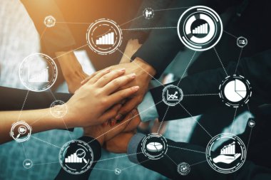 İş ve Finans Konsepti Veri Analizi. Kâr analitiği, çevrimiçi pazarlama araştırması ve dijital iş stratejisi için bilgi raporunun gelecekteki bilgisayar teknolojisini gösteren grafik arayüzü.