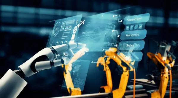 Xai Mechanisierte Industrieroboter Und Roboterarme Für Die Montage Der Fabrikproduktion — Stockfoto