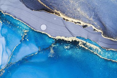 Mermer mürekkep soyut sanatının orijinal resmi. Örnek bir orjinal tablodan yüksek çözünürlüklü fotoğraf. Karargah kağıt dokusuna pürüzsüz mermer desen oluşturmak için soyut resim yapıldı.