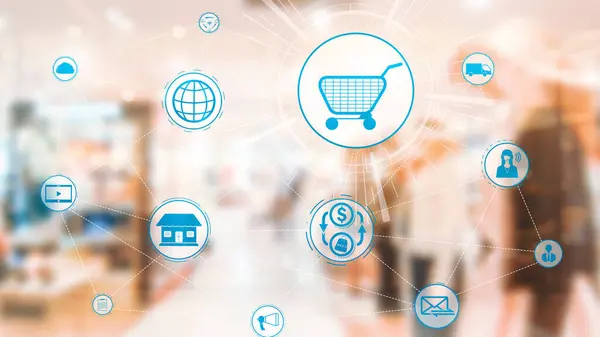 Omni Channel Technology Online Retail Business Multichannel Marketing Social Media — Stock Photo, Image