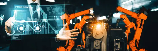 Xai Zaawansowany System Ramienia Robota Dla Przemysłu Cyfrowego Robotyki Fabrycznej — Zdjęcie stockowe