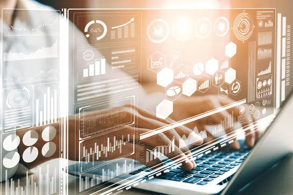 Big Data Technology Business Finance Analytic Concept Inglés Interfaz Moderna — Foto de Stock