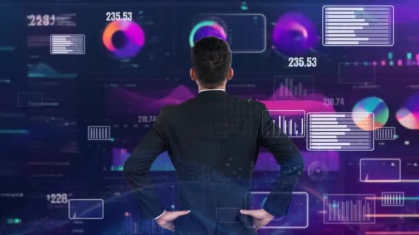 Experto Asesor Financiero Comerciante Que Trabaja Con Gráfico Datos Inteligencia — Vídeos de Stock