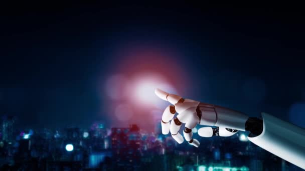 Xai未来主义机器人人工智能革命人工智能人工智能技术的发展和机器学习的概念 全球机器人仿生科学研究的未来人类的生活 3D渲染图形 — 图库视频影像