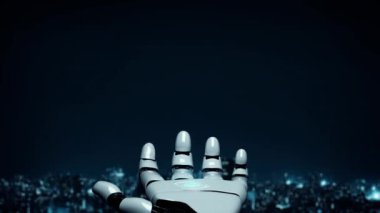 XAI Fütürist robot yapay zeka yapay zeka aydınlatıcı yapay zeka teknoloji gelişimi ve makine öğrenme kavramı. İnsan hayatının geleceği için küresel robot biyonik bilim araştırması. 3B görüntüleme grafiği.