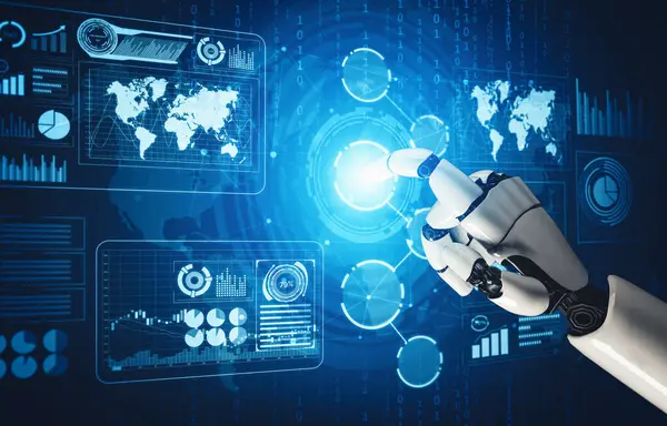 Xai 3Dレンダリング未来型ドロイドロボット技術開発 人工知能Ai 機械学習コンセプト 人類の未来のための世界的なロボットバイオニックサイエンス研究 — ストック写真