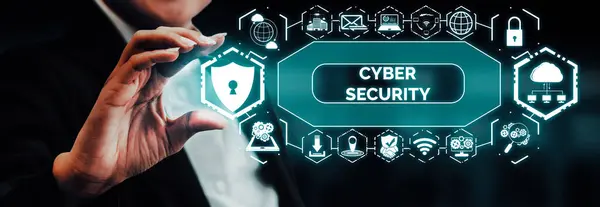 Cyber Security Digital Data Protection Concept Διεπαφή Εικονιδίων Που Παρουσιάζει — Φωτογραφία Αρχείου