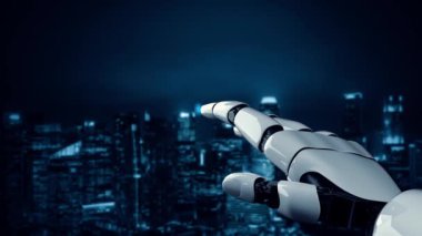 XAI Fütürist robot yapay zeka yapay zeka aydınlatıcı yapay zeka teknoloji gelişimi ve makine öğrenme kavramı. İnsan hayatının geleceği için küresel robot biyonik bilim araştırması. 3B görüntüleme grafiği.